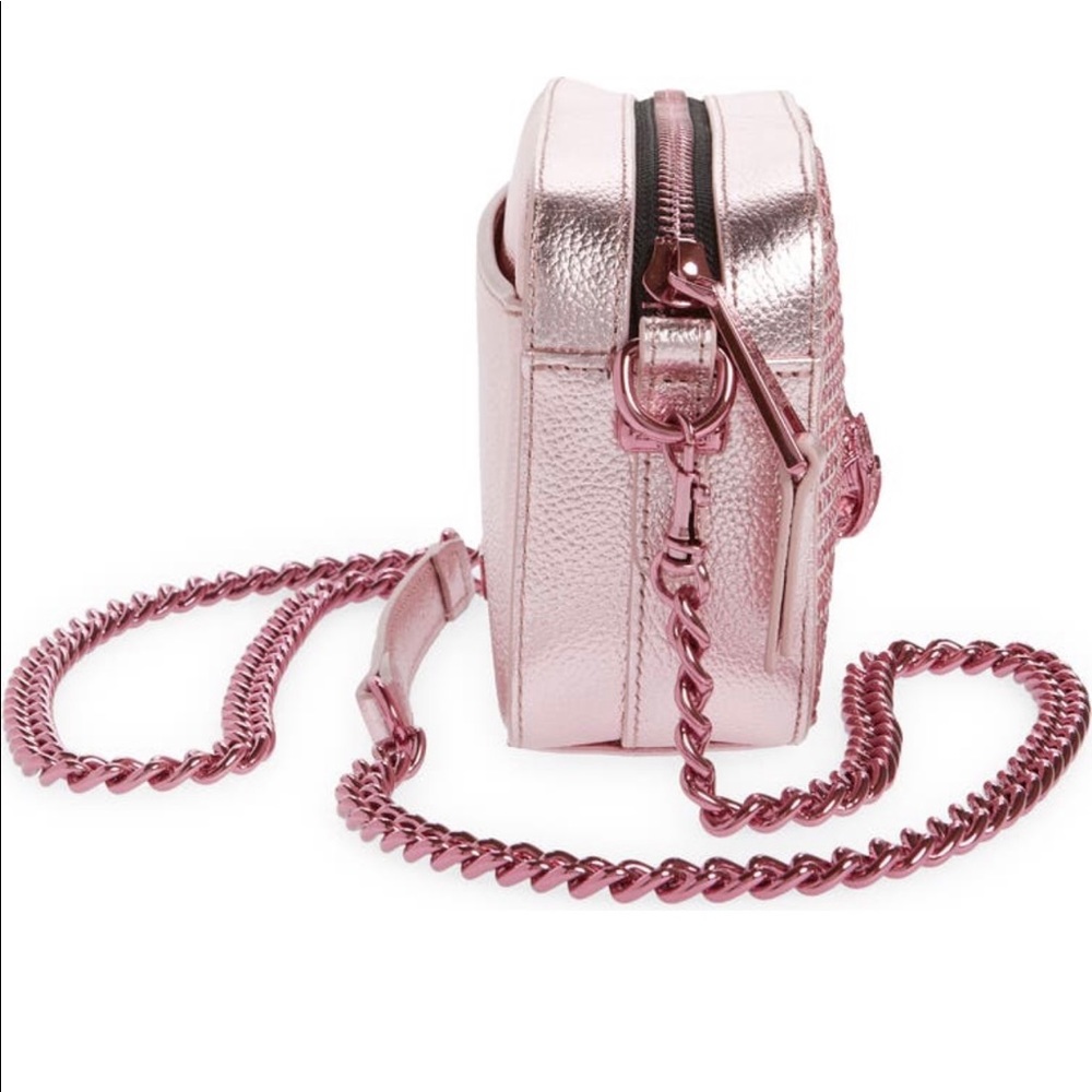 KURT GEIGER LONDON Kensington Small Patent Pink Rhinestone Leather Camera Bag - Picture 10 of 10